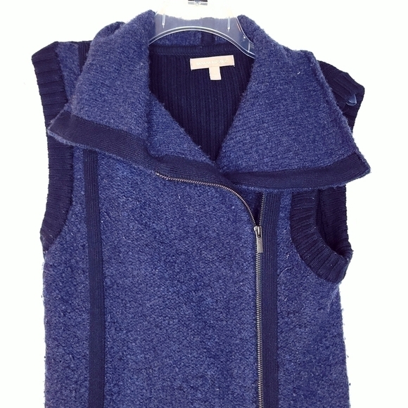 Banana Republic Cardigan Vest Women's Small Merino Wool Asymmetrical Zipper - Picture 2 of 13
